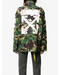 olivgrüner Camouflage Baumwollparka von Off-White