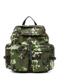 olivgrüner Camouflage Leder Rucksack