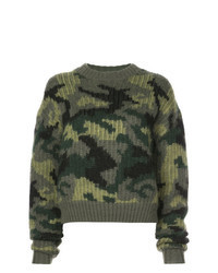 olivgrüner Camouflage Oversize Pullover
