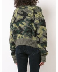 olivgrüner Camouflage Oversize Pullover von Proenza Schouler