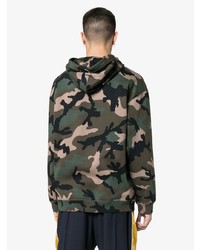 olivgrüner Camouflage Pullover mit einem Kapuze von Valentino