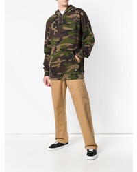 olivgrüner Camouflage Pullover mit einem Kapuze von Vans
