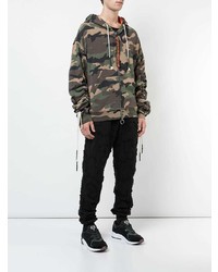 olivgrüner Camouflage Pullover mit einem Kapuze von Mostly Heard Rarely Seen