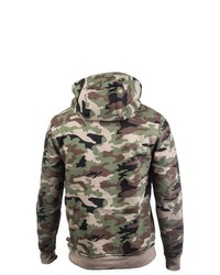 olivgrüner Camouflage Pullover mit einem Kapuze von Caterpillar