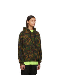 olivgrüner Camouflage Pullover mit einem Kapuze von Off-White