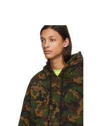 olivgrüner Camouflage Pullover mit einem Kapuze von Off-White