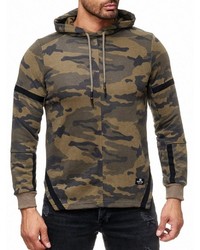 olivgrüner Camouflage Pullover mit einem Kapuze von RUSTY NEAL