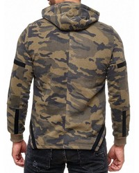 olivgrüner Camouflage Pullover mit einem Kapuze von RUSTY NEAL