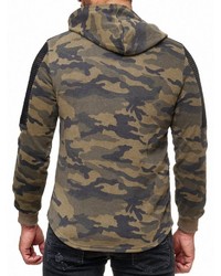 olivgrüner Camouflage Pullover mit einem Kapuze von RUSTY NEAL