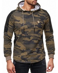 olivgrüner Camouflage Pullover mit einem Kapuze von RUSTY NEAL