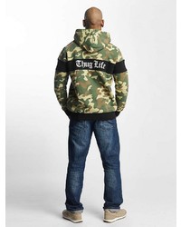 olivgrüner Camouflage Pullover mit einem Kapuze von Thug Life