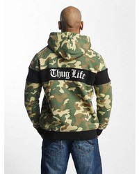 olivgrüner Camouflage Pullover mit einem Kapuze von Thug Life