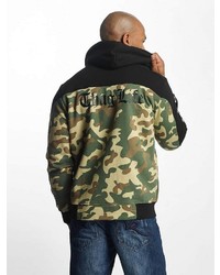 olivgrüner Camouflage Pullover mit einem Kapuze von Thug Life