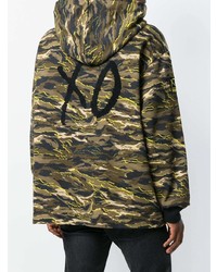 olivgrüner Camouflage Pullover mit einem Kapuze von Puma