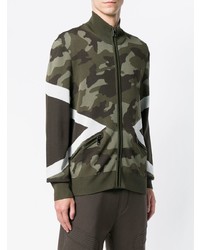 olivgrüner Camouflage Pullover mit einem Reißverschluß von Neil Barrett