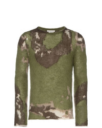 olivgrüner Camouflage Pullover mit einem Rundhalsausschnitt von Alyx