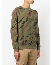 olivgrüner Camouflage Pullover mit einem Rundhalsausschnitt von Maharishi