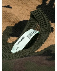 olivgrüner Camouflage Pullover mit einem Rundhalsausschnitt von Off-White