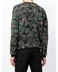 olivgrüner Camouflage Pullover mit einem Rundhalsausschnitt von Les Hommes Urban