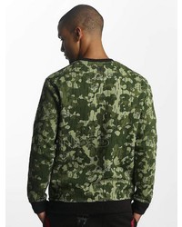 olivgrüner Camouflage Pullover mit einem Rundhalsausschnitt von Dangerous