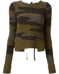 olivgrüner Camouflage Pullover mit einem Rundhalsausschnitt von Etoile Isabel Marant