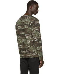 olivgrüner Camouflage Pullover mit einem Rundhalsausschnitt von Marcelo Burlon County of Milan