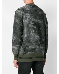 olivgrüner Camouflage Pullover mit einem Rundhalsausschnitt von Diesel Black Gold