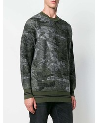 olivgrüner Camouflage Pullover mit einem Rundhalsausschnitt von Diesel Black Gold