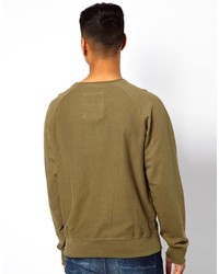 olivgrüner Camouflage Pullover mit einem Rundhalsausschnitt von Solid