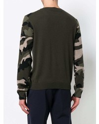 olivgrüner Camouflage Pullover mit einem Rundhalsausschnitt von Valentino