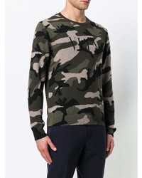 olivgrüner Camouflage Pullover mit einem Rundhalsausschnitt von Valentino