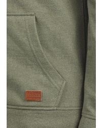 olivgrüner Fleece-Pullover mit einem Kapuze von BLEND