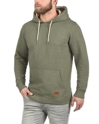 olivgrüner Fleece-Pullover mit einem Kapuze von BLEND