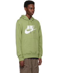 olivgrüner Fleece-Pullover mit einem Kapuze von Nike