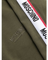 olivgrüner Fleece-Pullover mit einem Kapuze von Moschino