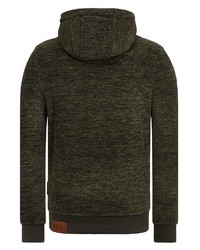 olivgrüner Fleece-Pullover mit einem Kapuze von Naketano