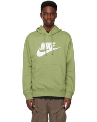 olivgrüner Fleece-Pullover mit einem Kapuze von Nike