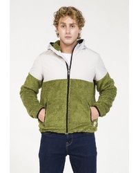 olivgrüner Fleece-Pullover mit einem Kapuze von PLUS EIGHTEEN