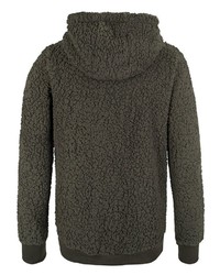 olivgrüner Fleece-Pullover mit einem Kapuze von Sky Rebel