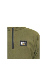 olivgrüner Fleece-Pullover mit einem Reißverschluss am Kragen von Caterpillar