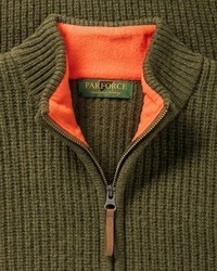 olivgrüner Fleece-Pullover mit einem Reißverschluss am Kragen von Parforce Traditional Hunting