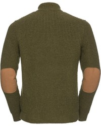 olivgrüner Fleece-Pullover mit einem Reißverschluss am Kragen von Parforce Traditional Hunting