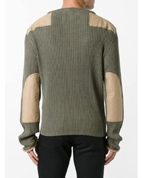 olivgrüner gesteppter Pullover mit einem Rundhalsausschnitt von Maison Margiela