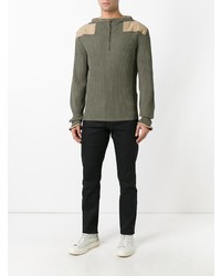 olivgrüner gesteppter Pullover mit einem Rundhalsausschnitt von Maison Margiela