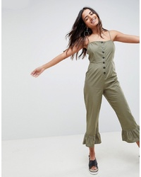 olivgrüner Jumpsuit mit Rüschen von ASOS DESIGN