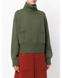 olivgrüner klobiger Rollkragenpullover von Chloé