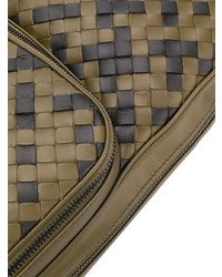 olivgrüner Leder Rucksack von Bottega Veneta