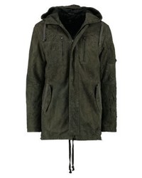 olivgrüner Lederparka von Goosecraft