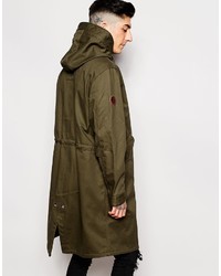 olivgrüner leichter Parka von Pretty Green