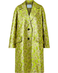 olivgrüner Mantel aus Brokat